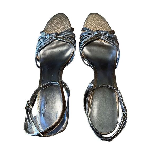 Bandolino -Lala- Bronze Open Toe Leather Pumps With Ankle Steps Women’s Size 10 - Picture 10 of 15